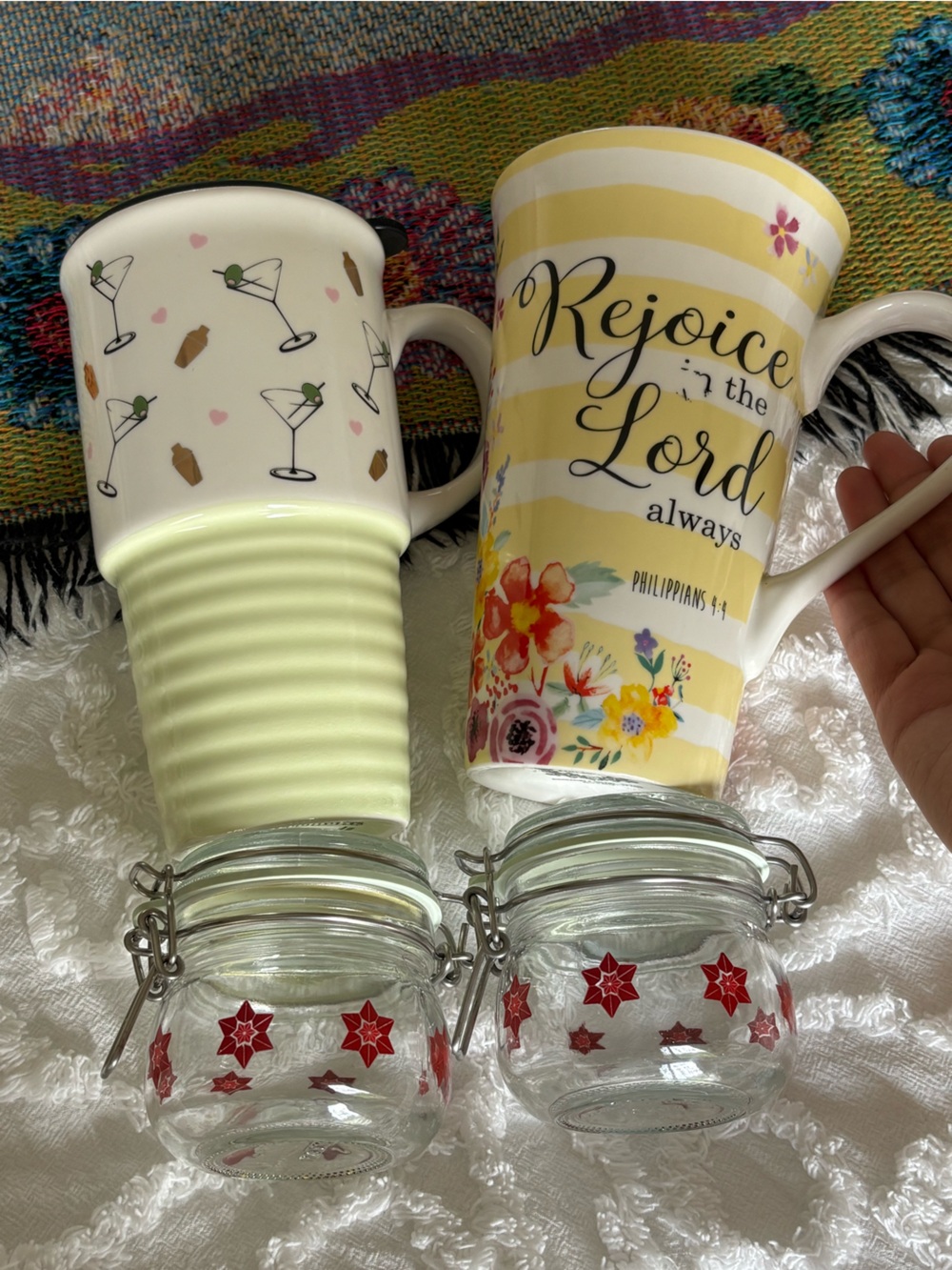 Unknown Brand Yellow Floral & Patterned Ceramic Mug Set